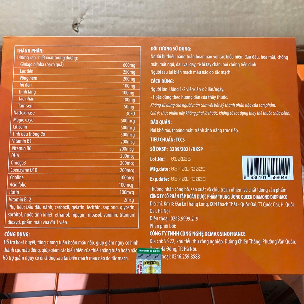 [Combo 2 lọ ] Viên bổ não thông mạch Ginkgo Biloba Cere Brain Max - Ginkgo 600mg giúp bổ não - Ginkgo Brain max