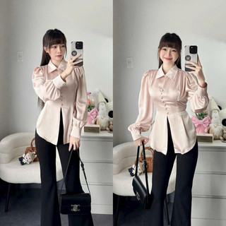 ÁO SƠMI NƠ LƯNG XẺ TÀ TRƯỚC