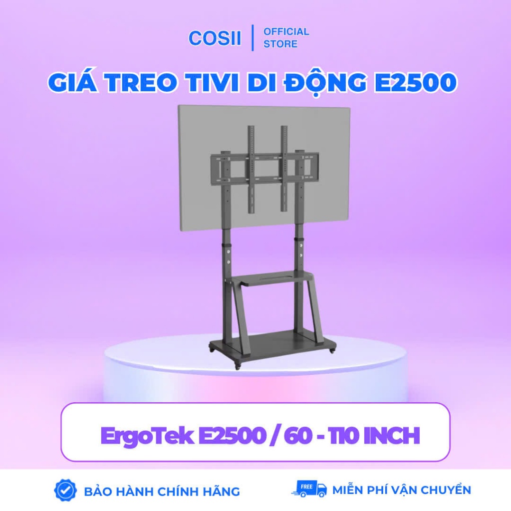Giá Treo Tivi Di Động Cỡ Lớn ErgoTek E2500 60 - 110 Inch - Có Bánh Xe Di Chuyển ( Hàng Nhập Khẩu )