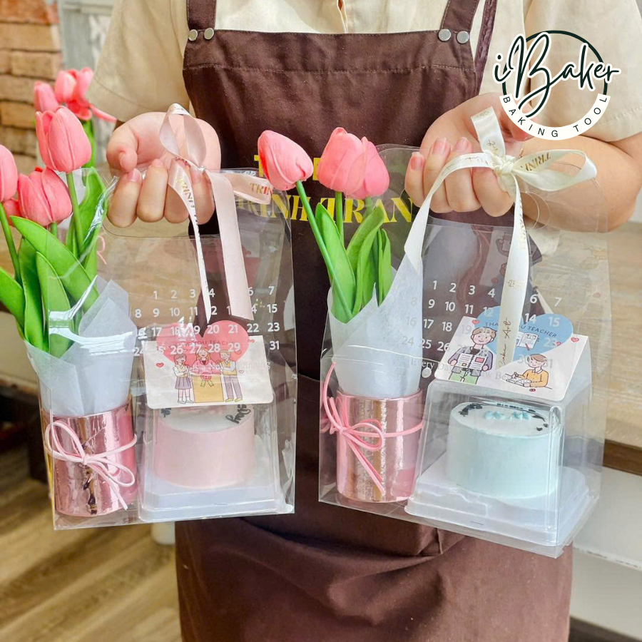 Hộp Mica in lịch Đựng Bánh và Hoa, Hộp Quà Tặng 8/3, 20/10, 20/11,...Túi lịch mica đựng quà