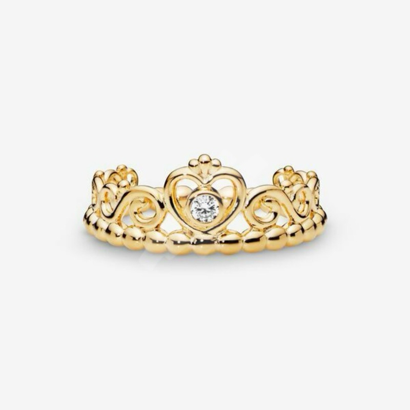 CHÍNH HÃNG - PANDORA Princess Tiara Crown Ring (14K Gold plated) - Nhẫn hình vương miệng công chúa, 