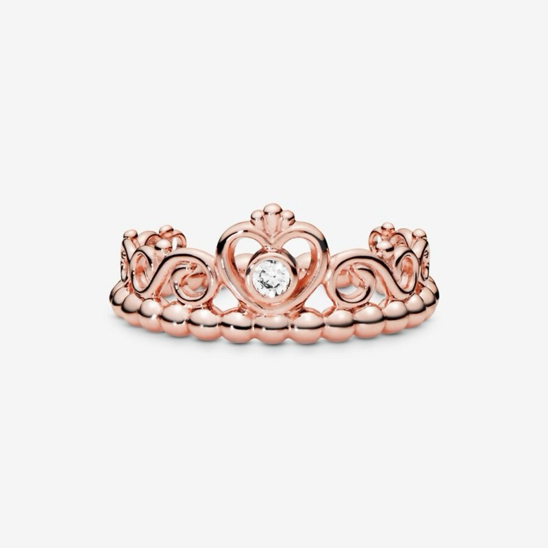 CHÍNH HÃNG - PANDORA Princess Tiara Crown Ring (14K Rose-gold plated) - Nhẫn hình vương miệng công c