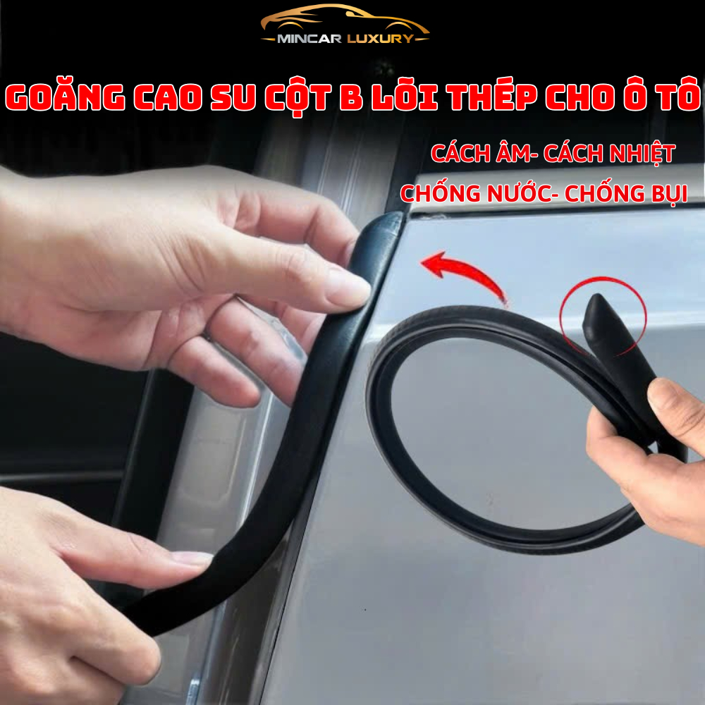 Bộ 2 Gioăng Cột B Nẹp Mép Cửa Chống Ồn, Chống Rung Lắc Xe Dài 90cm - MinCar