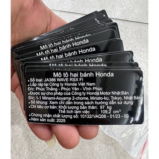 Tem thông số Wave Rsx hàng chuẩn Zin hãng