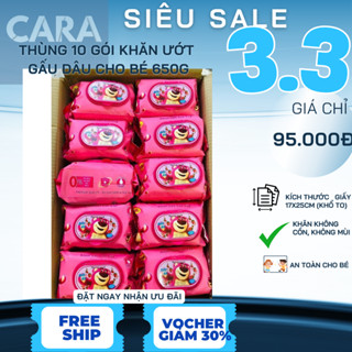 THÙNG 10 GÓI KHĂN GIẤY ƯỚT DÂU 68 NẶNG 600G, siêu to, giấy bi dai và dày, khổ 18x25cm