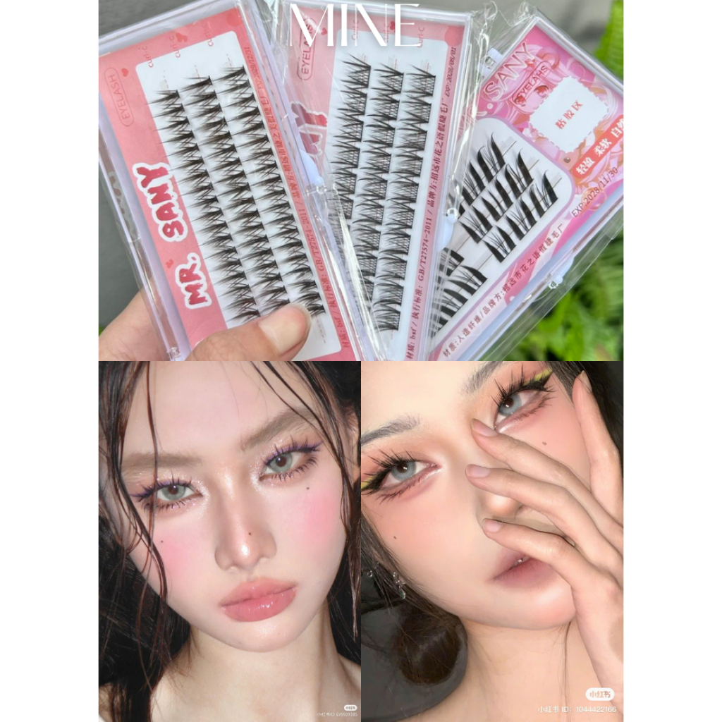 Mi Giả, Mi Cụm 3 Hàng (TẶNG KEO+NHÍP) - MINE005