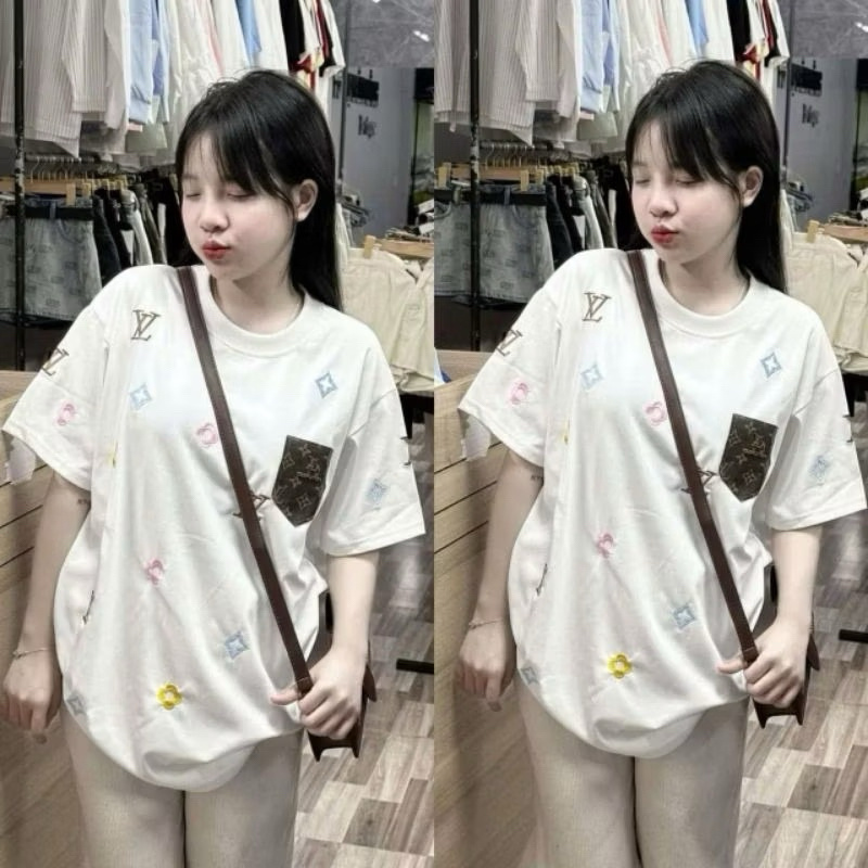 Áo phông nam nữ in logo form rộng siêu hot, áo girl phố