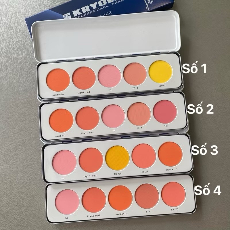 Bảng Phấn Má Kryolan Blusher Palette 5 Ô – Phấn Má Chuyên Nghiệp Makeup Artist, Lên Màu Chuẩn, Mịn L