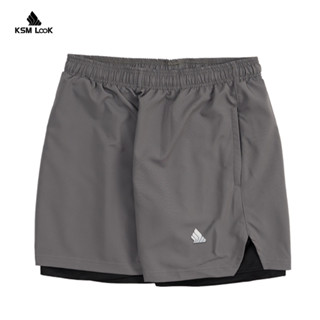 Quần Đùi Short Thể Thao Nam 2 Lớp Tập Gym KSM Menswear thiết kế xẻ V có túi zip Đẹp Q209B