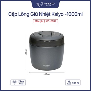 Cặp lồng cà mèn giữ nhiệt Kaiyo 1000ml inox 304 có kèm muỗng thìa inox gấp gọn