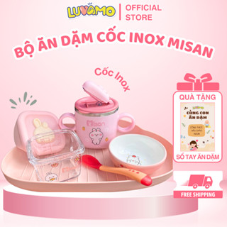 Bộ bát ăn dặm cho bé từ 6 tháng kèm khay Misan, cốc tập uống, hộp trữ đồ ăn dặm an toàn tiện lợi chính hãng Luvamo