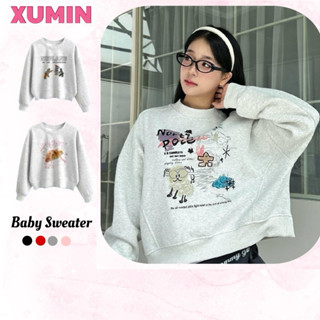 ( Lót Nhung) Áo Baby Sweater Xu Min Min - Chất Nỉ Nhung Dày Dặn, Không Đổ Lông, Dáng Lửng Nam Nữ
