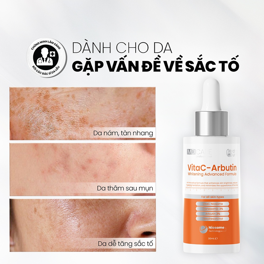 Ảnh 5 của Tinh chất MD CARE Brightenyl, VitaC-Arbutin Serum Sáng Da, Chống Lão Hoá, Giảm thâm nám 30ml