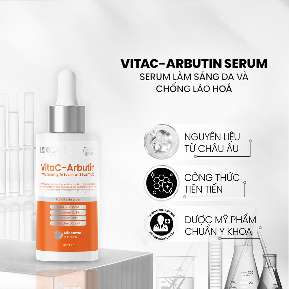 Ảnh 6 của Tinh chất MD CARE Brightenyl, VitaC-Arbutin Serum Sáng Da, Chống Lão Hoá, Giảm thâm nám 30ml