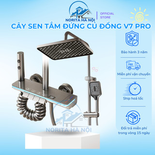 Cây sen tắm đứng cao cấp Norita V7 Pro hiển thị nhiệt độ viền Full Led củ bằng đồng mạ titan siêu bền
