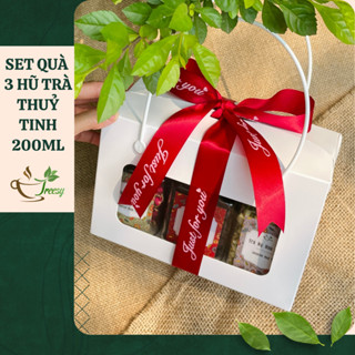   HOẢ TỐC HN  Set Trà thắt nơ 3 Hũ 200ml quà tặng mẹ tặng bà tặng thầy cô giáo -Quà 8 3 Giỏ Quà Tết 20 10 20 11 