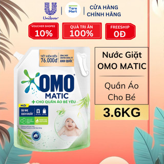 Nước Giặt Omo Matic Dịu Nhẹ Cho Bé – Túi 3.6kg Chiết Xuất Tràm Trà Và Nha Đam