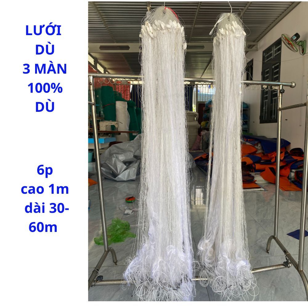Lưới dù 3 màn, 100% dù. Bắt cá lóc, cá trê