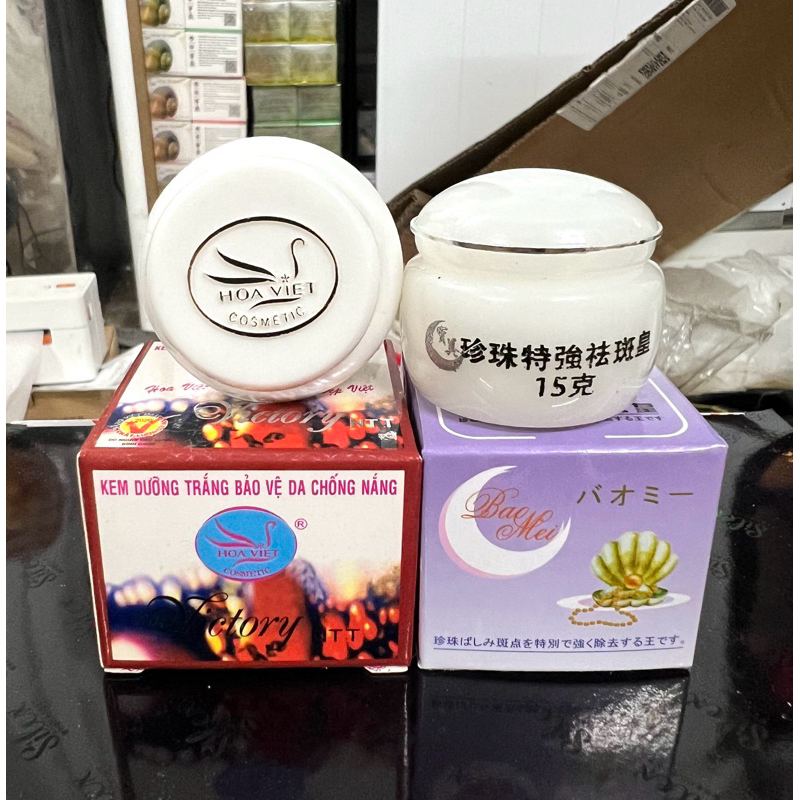 Bộ Kem Hoa Việt & Kem Mặt Trăng Khử Thâm Nám Tàn Nhang Dưỡng Trắng Bảo Vệ Da Chống Nắng (Kem Victory & Kem Baomei)