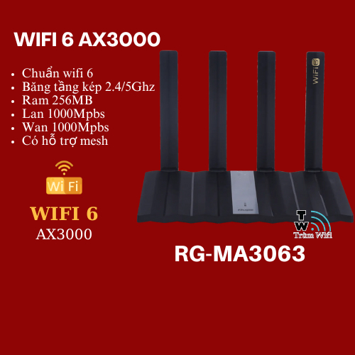 [English rom] Bộ phát, Router wifi Ruijie RG-MA3063,MA3032,wifi6 ax3000,có mesh,wifi,dual band 2 băn