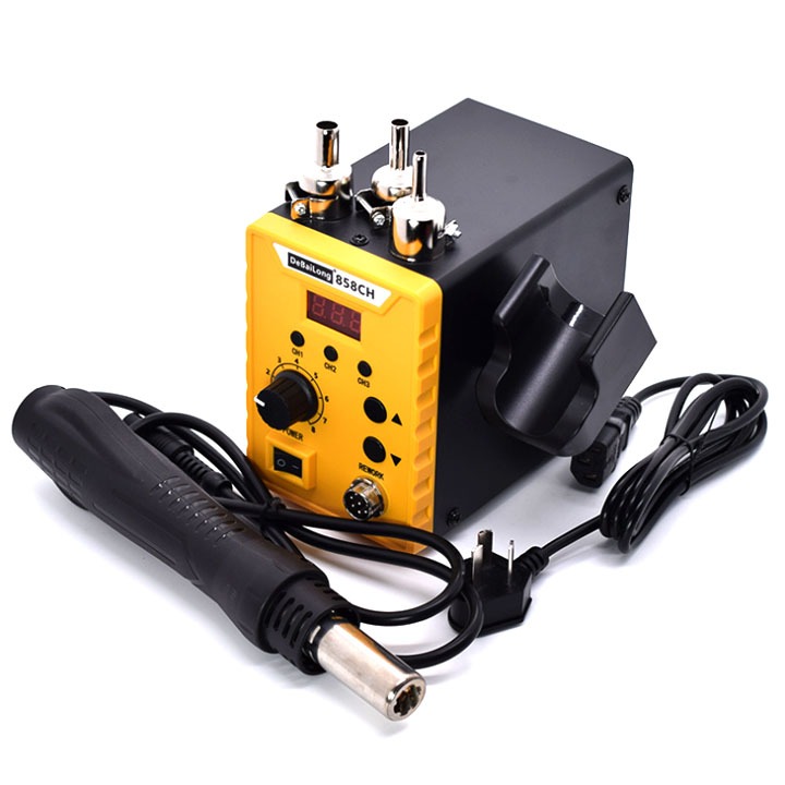 Máy Khò Nhiệt Hơi Nóng 858D Trạm Khò Nhiệt Khò Dán Decan 760W Máy Khò Hàn Thiếc Linh Kiện Hàn Chíp