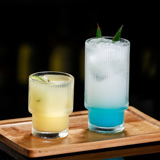 Bộ 6 cốc ly thuỷ tinh 2 tầng hoạ tiết sọc dọc dung tích 460ml chịu nhiệt tốt