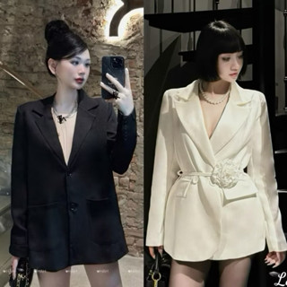 H22 ÁO BLAZER DÂY HOA Cao Cấp Dáng Giấu Quần, Hàng Thiết Kế May Đẹp, Dành Cho Nữ Bigsize, Chuppy 50-110kg