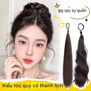 (BÚI TÓ) Tóc Giả búi TÓ củ tỏi tóc tròn mới nhất- Tóc giả búi cao có dây cột dài 36cm - 271140