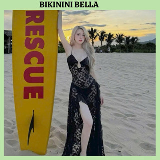 Váy Ren Bikini Đi Biển Hai Dây Xuyên Thấu Dáng Dài, Váy Maxi Xẻ Đùi kèm quần trong  sang chảnh ( sẵn mút) Nữ Women BELLA