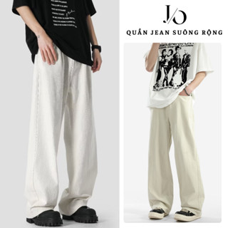 Quần Jean Trắng Trơn Nam Suông Ống Rộng 27cm Dáng Đứng Quần Jean Unisex Cạp Cao BIGSIZE Dễ Phối Đồ