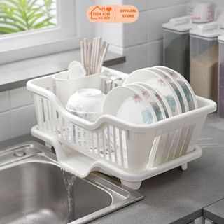 Kệ úp bát đĩa đũa để ráo nước có khay hứng chảy nước trên bồn rửa bát