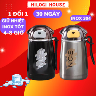  Bình giữ nhiệt 300ml Pun HiLOGI inox 304 nắp đậy kín có dây xách giữ nóng 4h giữ lạnh 6 giờ cao cấp 