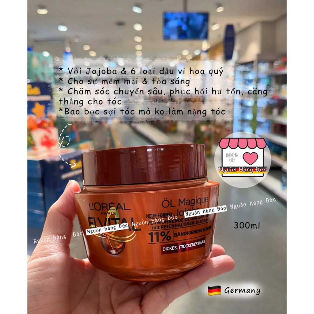 Hấp ủ tóc Loreal nâu Loreal Jojoba bản chuẩn Nội địa Đức Siêu phục hồi