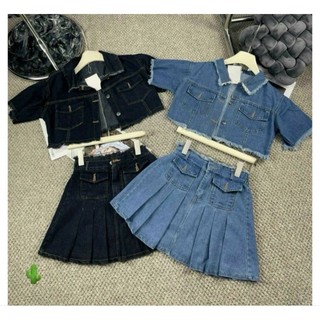 Sét jean sơ mi croptop+ cv xếp ly có lót