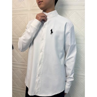 Áo sơ mi cổ tàu nam nữ, họa tiết thêu ngựa, chất vải đũi khô đứng form thoáng mát