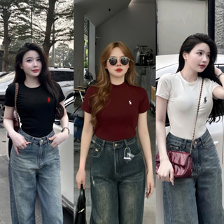 Áo Thun Babytee, Họa Tiết Thêu Ngựa, Chất Vải Cotton 2 Chiều Mềm Mại Thoáng Mát, Áo Thun Ôm Body