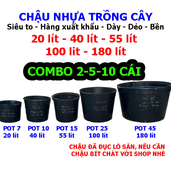2/5/10 Chậu nhựa trồng cây 20 lít / 40 lít / 50 lít / 100 lít / 180 lít | Nông nghiệp Thảo Như