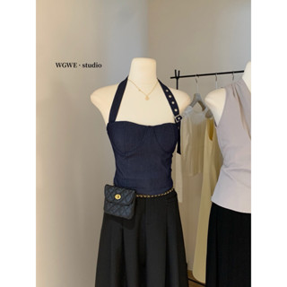 Áo quây cúp ngực có mút bản lưng chun co dãn phối dây yếm cổ áo ống style hàn quốc