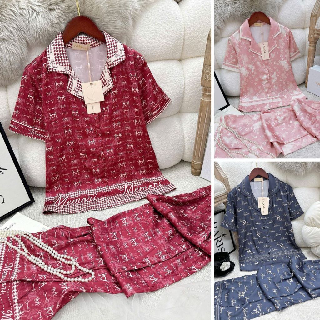 Bộ Pijama Nữ- Đồ Ngủ Mặc Nhà Sam Luxury Cao Cấp Dáng Áo Tay ngắn Quần Dài Chất Liệu Lụa Mềm Mịn