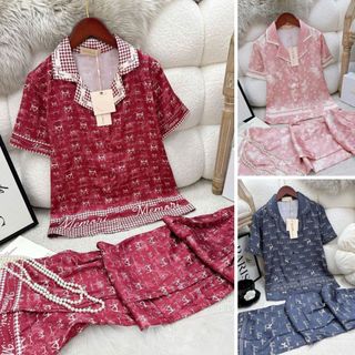  Bộ Pijama Nữ- Đồ Ngủ Mặc Nhà Sam Luxury Cao Cấp Dáng Áo Tay ngắn Quần Dài Chất Liệu Lụa Mềm Mịn 