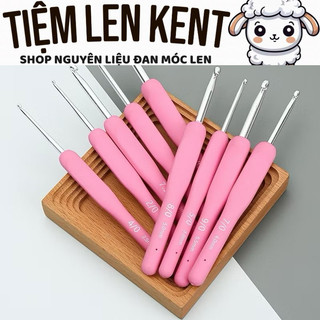 Kim móc len màu hồng cán nhựa dẻo êm tay size cơ bản 2.0 - 6.0 | Xiao Xing's Yarn