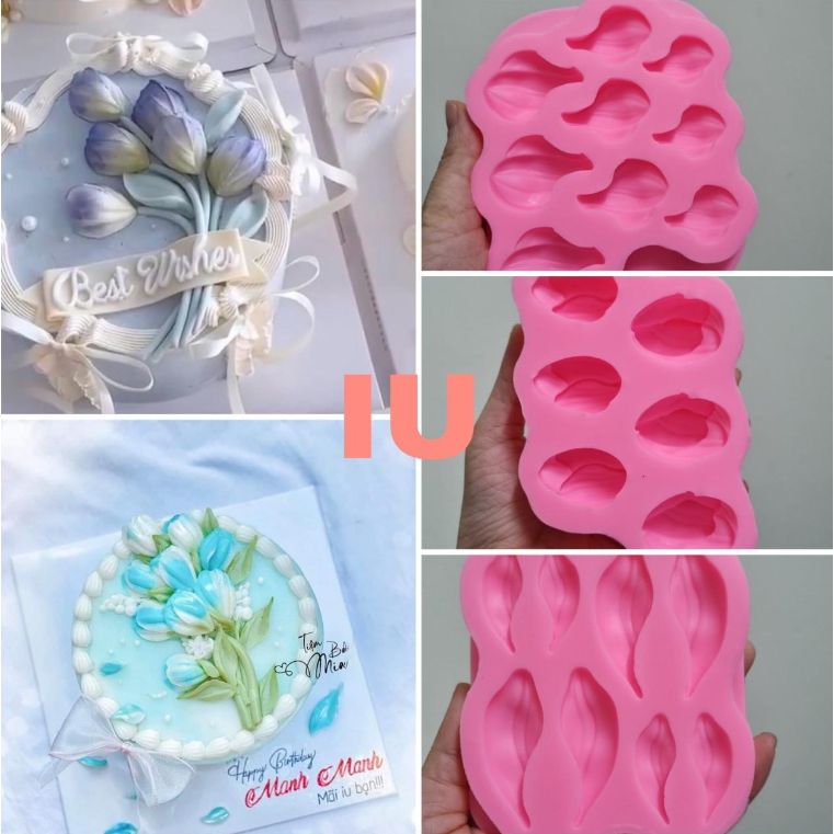 khuôn silicon hoa bay hoa tuy líp tổng hợp khuôn fondant nhấn đậu cánh bay hoa tulip