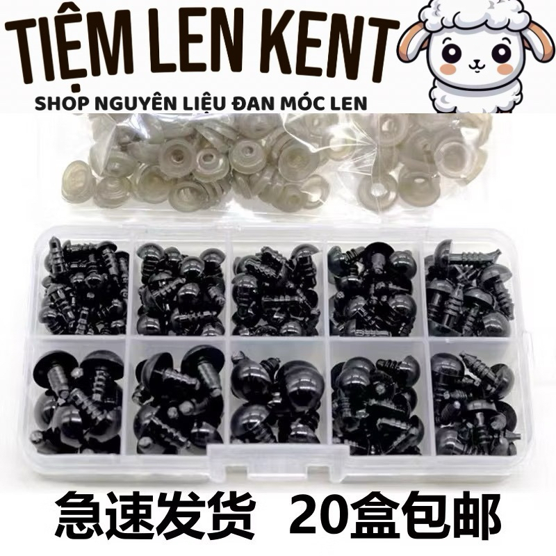 Hộp 150 mắt thú gắn chốt size 6-12mm