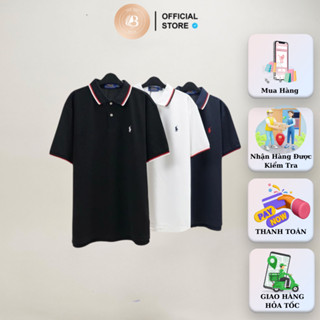 Áo Polo Ralph Lauren Bo Cổ Dệt Viền Sọc Logo  Thêu Ngựa Vải Cotton Cá Sấu Form Âu Hàng Best Quality