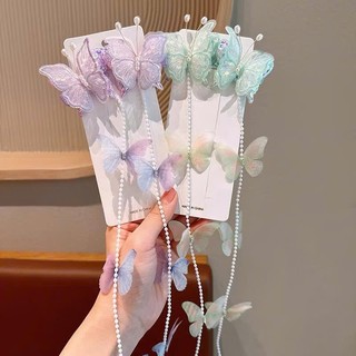 Set 2 kẹp dây ngọc bướm xinh dễ thương nhiều màu cho bé