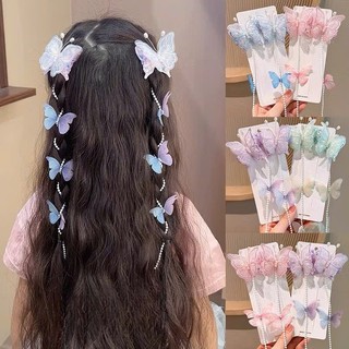 Set 2 kẹp dây ngọc bướm xinh dễ thương nhiều màu cho bé
