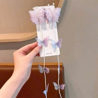 Set 2 kẹp dây ngọc bướm xinh dễ thương nhiều màu cho bé