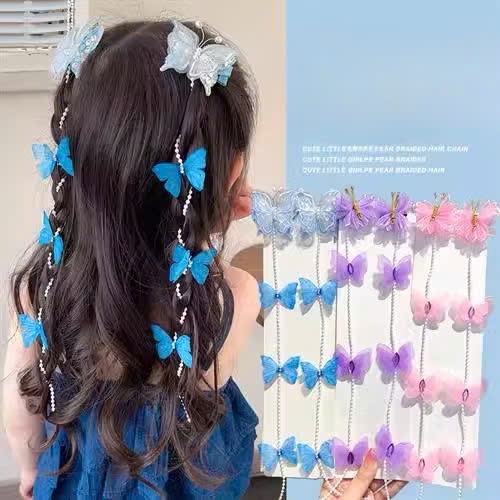 Set 2 kẹp dây ngọc bướm xinh dễ thương nhiều màu cho bé