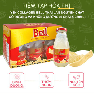 Thùng 36 Chai Nước Yến Collagen Bell Thái Lan Nguyên Chất (36 chai x 250ml) Dinh Dưỡng Thơm Ngon