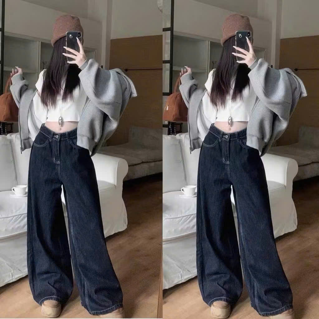 Quần Dài Ống Rộng Bigsize Nữ,Quần Jean Suông Big size Dễ Phối Đồ Che Đùi To Q533 | BigBuy360 - bigbuy360.vn